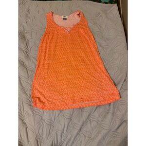 Old Navy Sleeveless Tank Top Women's Small Orange Ikat Print 100% Rayon